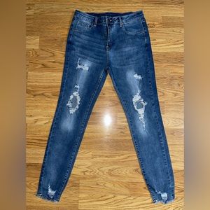 Shein Raw Hem Distressed Skinny Jeans Women’s Size Large Light Wash